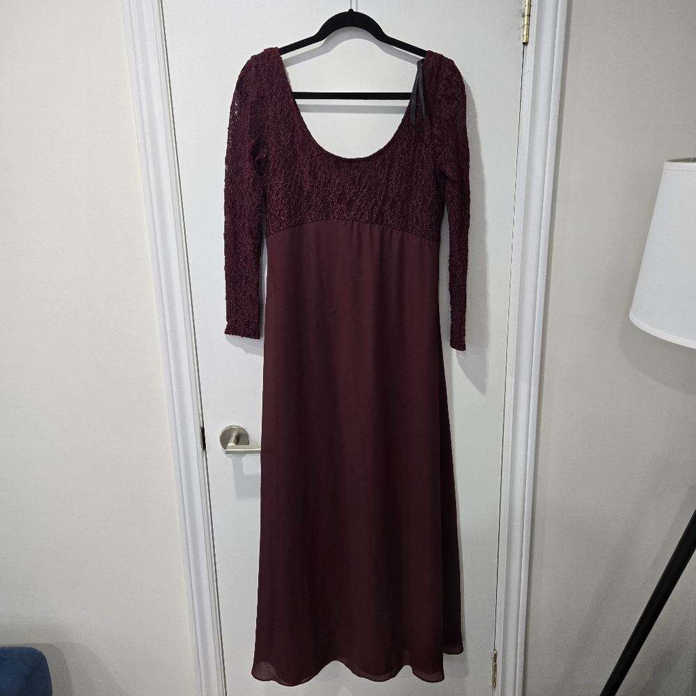 Vintage JS Collections Burgundy Longsleeve Bridesmaid Dress